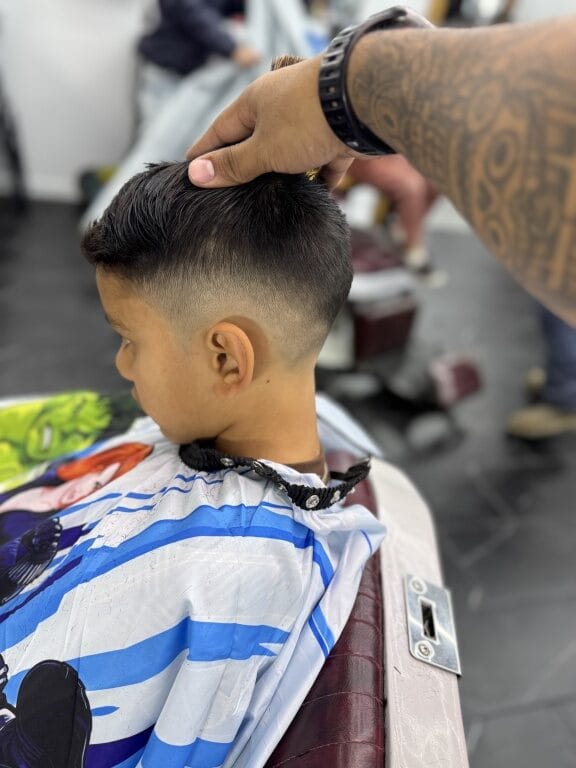 Kids haircut in progress